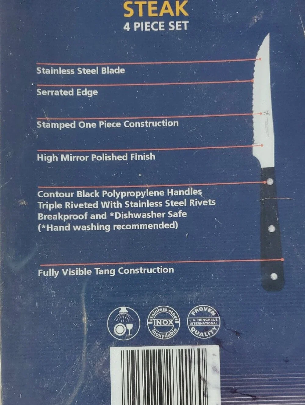 ZWILLING J.A. Henckels Black and Silver 3-Piece Steak Knife Set New